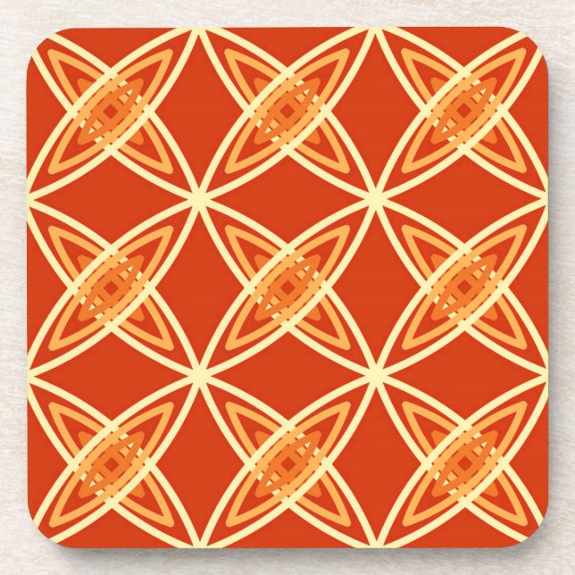 Mid Century Modern Atomic Print - Mandarin Orange Coaster (Front)