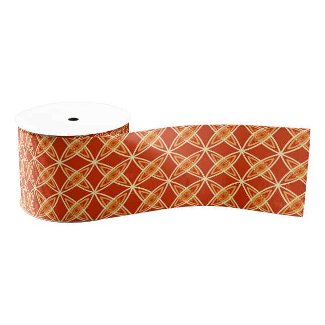 Mid Century Modern Atomic Print - Mandarin Orange Grosgrain Ribbon (Spool)