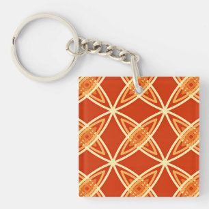 Mid Century Modern Atomic Print - Mandarin Orange Key Ring