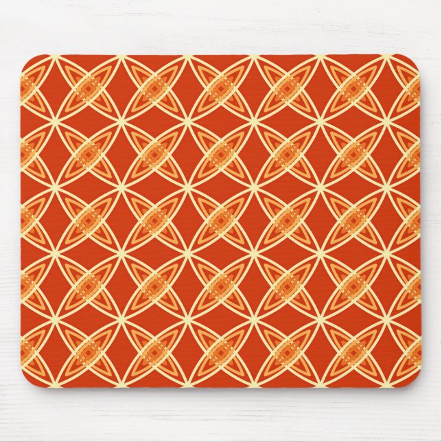 Mid Century Modern Atomic Print - Mandarin Orange Mouse Pad (Front)