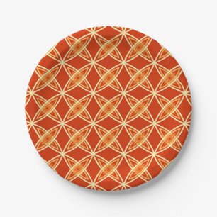 Mid Century Modern Atomic Print - Mandarin Orange Paper Plate