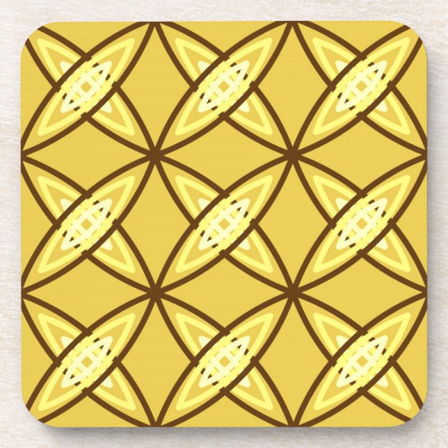 Mid Century Modern Atomic Print - Mustard Gold Coaster (Front)