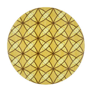 Mid Century Modern Atomic Print - Mustard Gold Cutting Board