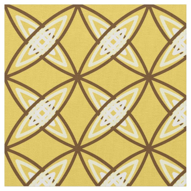 Mid Century Modern Atomic Print - Mustard Gold Fabric (Close Up)