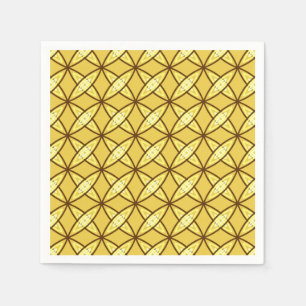Mid Century Modern Atomic Print - Mustard Gold Napkin