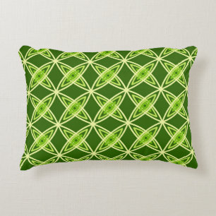 Mid Century Modern Atomic Print - Olive Green Decorative Cushion