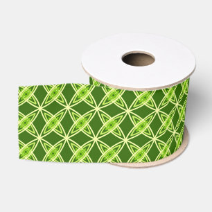 Mid Century Modern Atomic Print - Olive Green Grosgrain Ribbon