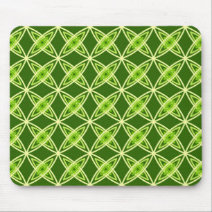 Mid Century Modern Atomic Print - Olive Green Mouse Pad