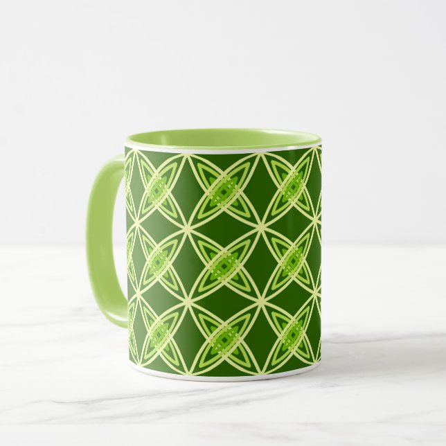 Mid Century Modern Atomic Print - Olive Green Mug (Front Left)