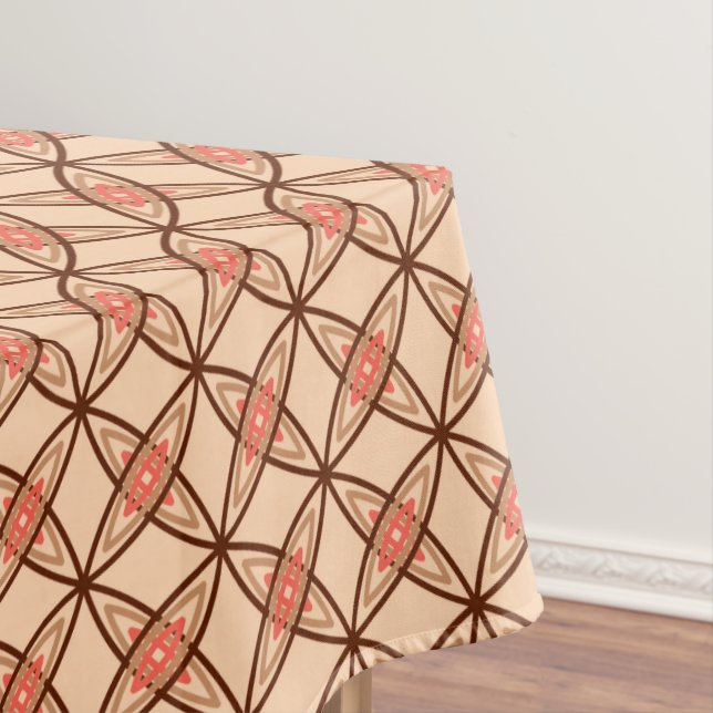 Mid Century Modern Atomic Print - Pastel Peach Tablecloth (In Situ)