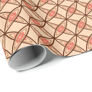 Mid Century Modern Atomic Print - Pastel Peach Wrapping Paper