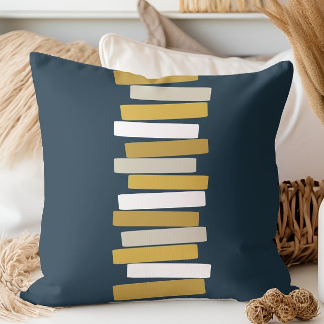 Mid Century Modern Atomic Stacked Blocks Navy Cushion (Creator Uploaded)