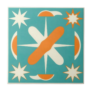 Mid Century Modern Atomic Starburst Ceramic Tile