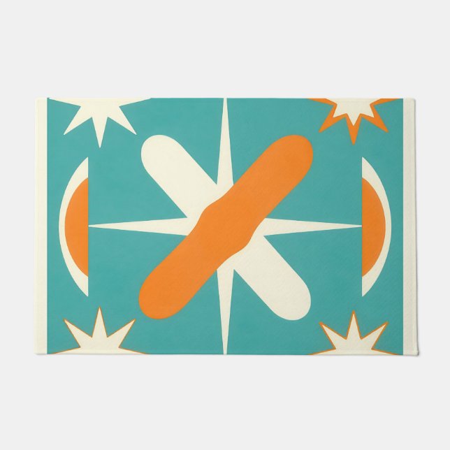 Mid Century Modern Atomic Starburst Doormat (Front)