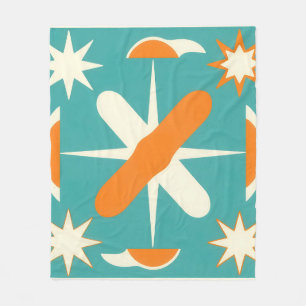 Mid Century Modern Atomic Starburst Fleece Blanket