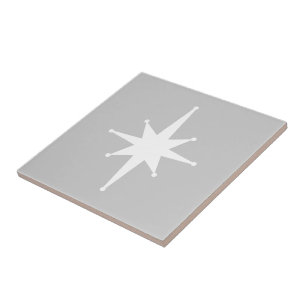 Mid Century Modern Atomic Starburst Grey and White Ceramic Tile