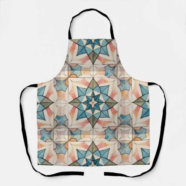 Mid Century Modern Atomic Starburst Pattern Apron (Front)