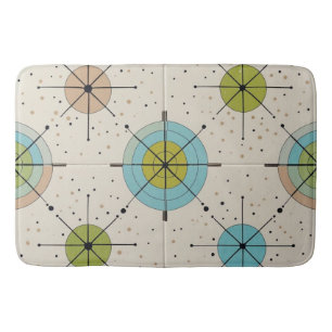 Mid Century Modern Atomic Starburst Pattern Bath Mat