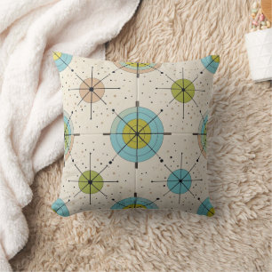 Mid Century Modern Atomic Starburst Pattern Cushion