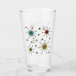 Mid Century Modern Atomic Starburst Pattern Glass