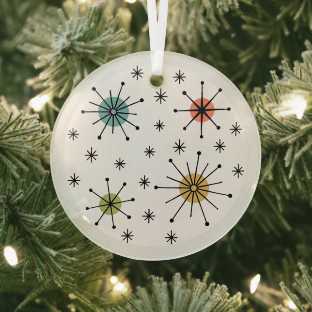 Mid Century Modern Atomic Starburst Pattern Glass Tree Decoration (Insitu)