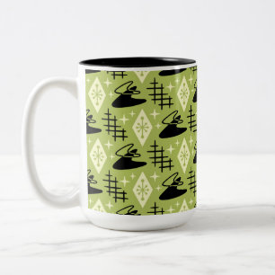 Mid Century Modern Atomic Starburst Pattern Two-Tone Coffee Mug