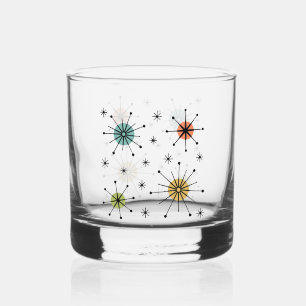 Mid Century Modern Atomic Starburst Pattern Whiskey Glass