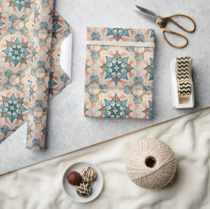 Mid Century Modern Atomic Starburst Pattern Wrapping Paper