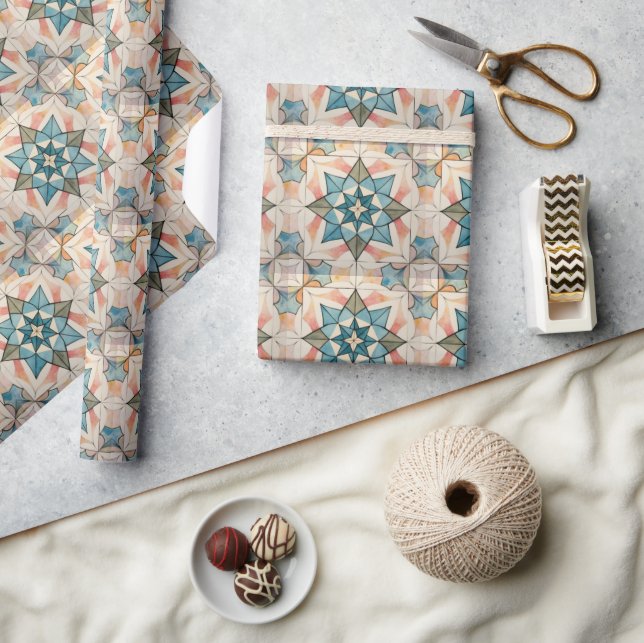 Mid Century Modern Atomic Starburst Pattern Wrapping Paper (Crafts)