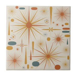 Mid Century Modern Atomic starburst Retro Ceramic Tile