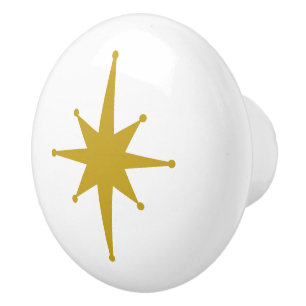Mid Century Modern Atomic Starburst Retro Minimal Ceramic Knob