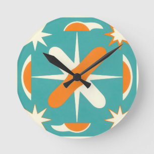 Mid Century Modern Atomic Starburst Round Clock