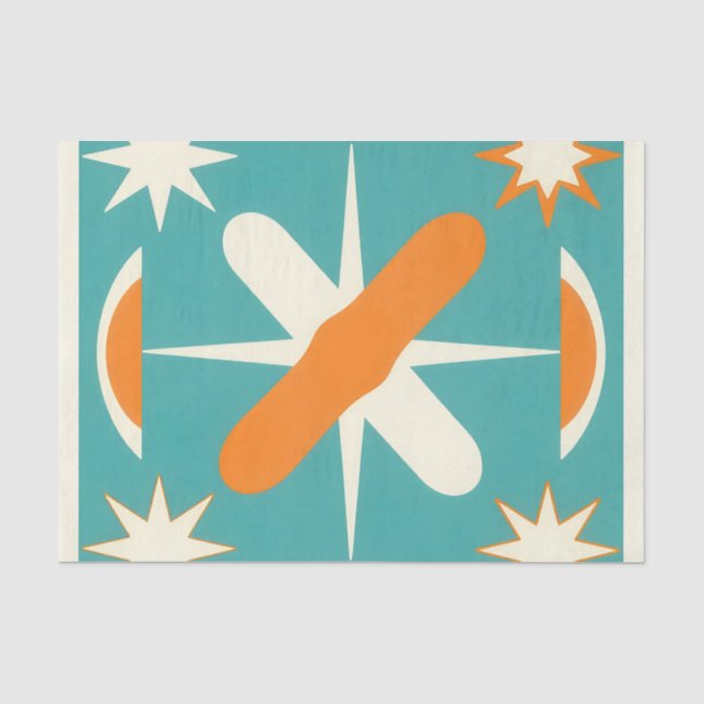Mid Century Modern Atomic Starburst Tissue Paper (Front)