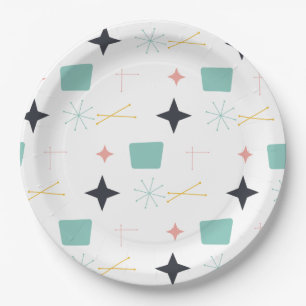 Mid Century Modern Atomic Stars Paper Plate