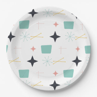 Mid Century Modern Atomic Stars Paper Plate