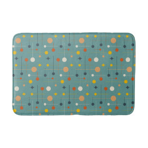 Mid Century Modern Atomic Teal Abstract Pattern Bath Mat