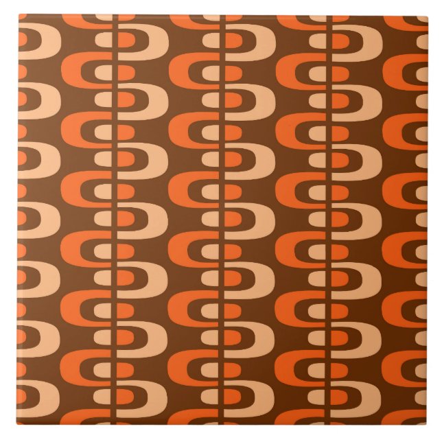 Mid-Century Modern Atomic Zipper Pattern Ceramic Tile (Front)