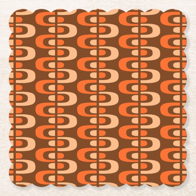 Mid-Century Modern Atomic Zipper Pattern Paper Coaster (Front)