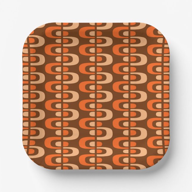 Mid-Century Modern Atomic Zipper Pattern Paper Plate (Front)