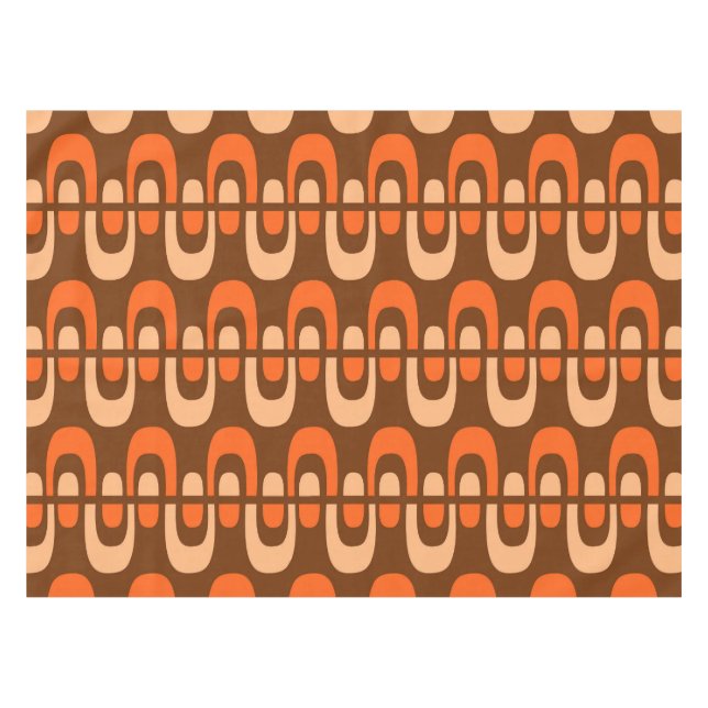 Mid-Century Modern Atomic Zipper Pattern Tablecloth (Front (Horizontal))