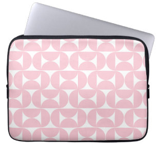 Mid Century Modern Baby Pink And White Pattern Laptop Sleeve