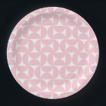 Mid Century Modern Baby Pink And White Pattern Paper Plate<br><div class="desc">Retro Mid Century Modern Pattern – Abstract Geometric Shapes – Cute and Minimalist Pattern in Baby Pink.</div>