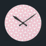 Mid Century Modern Baby Pink And White Pattern Round Clock<br><div class="desc">Retro Mid Century Modern Pattern – Abstract Geometric Shapes – Cute and Minimalist Pattern in Baby Pink.</div>