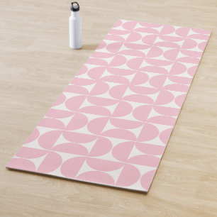 Mid Century Modern Baby Pink And White Pattern Yoga Mat