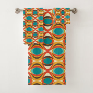 Mid-Century Modern Bath Towel, Eye Patterns Towel Set