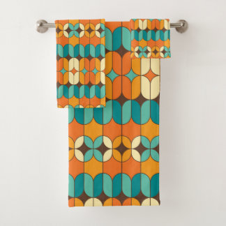 Mid-Century Modern Bath Towel, Retro Pattern Towel Set