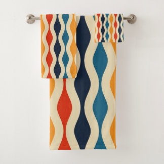 Mid century modern bath towel set