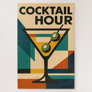 Mid Century Modern Bauhaus Cocktail Hour Martini Jigsaw Puzzle