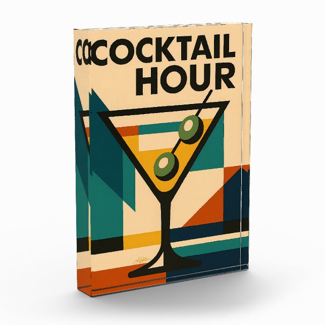 Mid Century Modern Bauhaus Cocktail Hour Martini Photo Block (Left)
