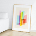 Mid-Century Modern Bauhaus Pastel Trendy Geometric Poster<br><div class="desc">Brighten your space with this modern abstract wall art featuring overlapping geometric colour blocks in vibrant pastel and bold hues. The clean lines and minimalist design create a sense of depth and movement, perfect for contemporary and mid-century modern decor. Available as both printed and printable wall art, this piece is...</div>